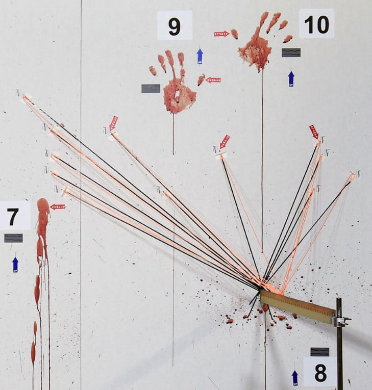 Bloodstain Patterns created during a bloodstain pattern analysis course