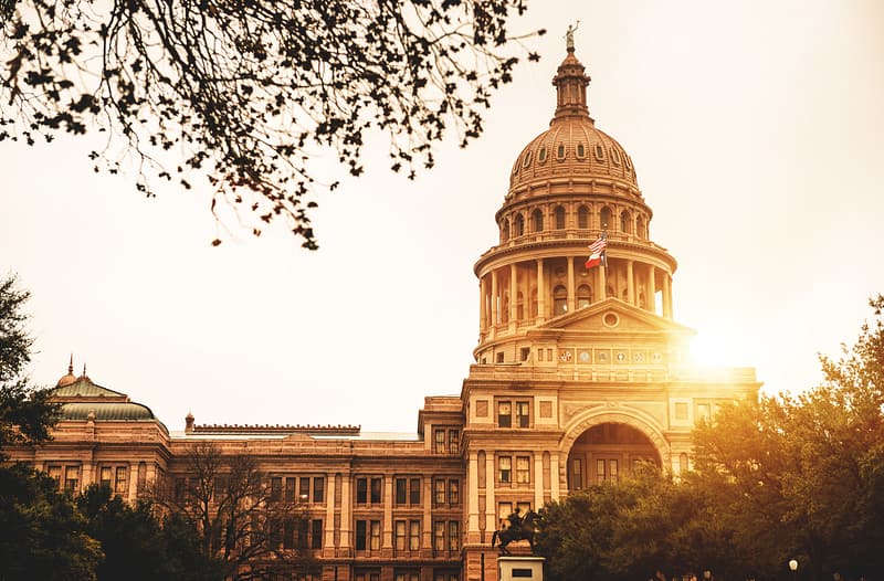 Photograph of the front of the Texas State Capitol in Austin
